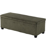 Banc de Rangement, Bout de Lit en Velours Côtelé avec Couvercle, pour Salon, Chambre, Entrée, 112x42x40 cm, Vert Clair