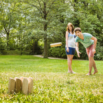 Jeu de quilles finlandaises, jeu de plein air en bois de pin 12 quilles 1 bâton 1 boîte de transport effet bois naturel