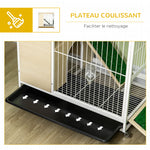 Cage à lapin clapier sur roulettes toit ouvrant plates-formes avec plateau amovible 78 x 52,5 x 76,5 cm naturel