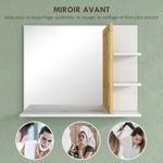 Miroir mural de salle de bain avec 3 étagères latérales 1 étagère inférieure en bambou 45 x 15 x 58,5 cm blanc
