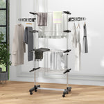Folding laundry drying rack with side wings for indoor and outdoor use, 142 x 55 x 172 cm, 4 tiers, black