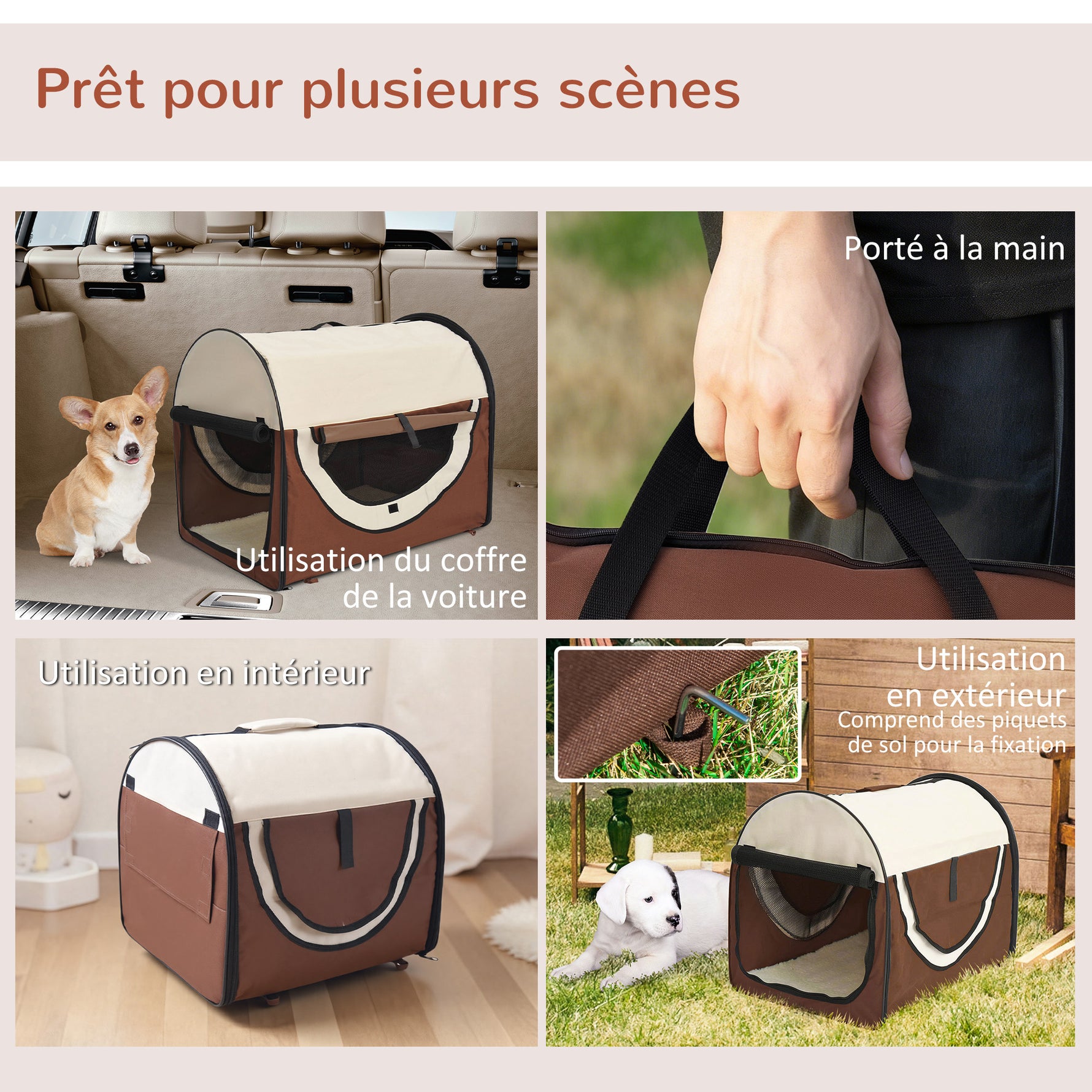 Sac de transport pour chien et chat caisse de transport pliable pour animaux adaptée à la voiture grand confort respirant avec coussin amovible 46 x 36 x 41 cm