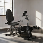Vélo d'Appartement Semi-Allongé avec Roues, Résistance Magnétique et Siège Réglable, 132x62x100cm, Noir