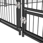 Chenil extérieur pour chiens en acier et tissu Oxford avec support gamelle toit 211 x 211 x 151 cm noir et café