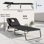 Transat de Jardin Chaise Longue Pliante Bain de Soleil pour Lecture Noir