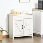 Buffet salon, meuble de rangement avec tiroir, 2 portes de grange et étagère réglable, 80 x 39,7 x 80 cm, blanc