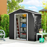 Abri de jardin en métal grand espace de rangement extérieur avec portes coulissantes 194 x 107 x 191 cm gris foncé