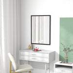 Miroir mural rectangulaire 80 x 60 cm, cadre en bois noir, idéal pour la salle de bain, salon ou chambre
