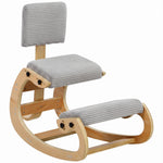 Ergonomic Kneeling Chair with Backrest, Corduroy Padded Rocking Kneeling Stool, Light Grey