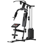 Stazione Multifunzione con Pacco Pesi da 65 kg, Doppia Carrucola, Nero