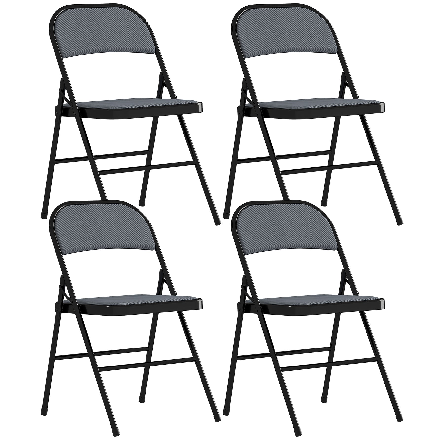 Lot de 4 chaises pliantes chaises de salle à manger portables cadre en acier 45 x 46 x 78 cm gris