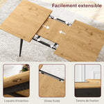 Table à manger pliante table extensible 120-160 cm jusqu'à 6 à 8 personnes avec pieds en acier, naturel
