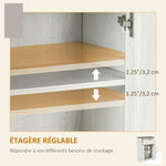 Meuble de rangement buffet multi-rangements 2 portes avec étagère réglable 1 tiroir, dim. 60L x 30P x 87,5H cm