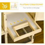 Conejera de madera con recinto para animales, villa para conejos de 2 niveles con área de juego, rampa y puertas con cerradura