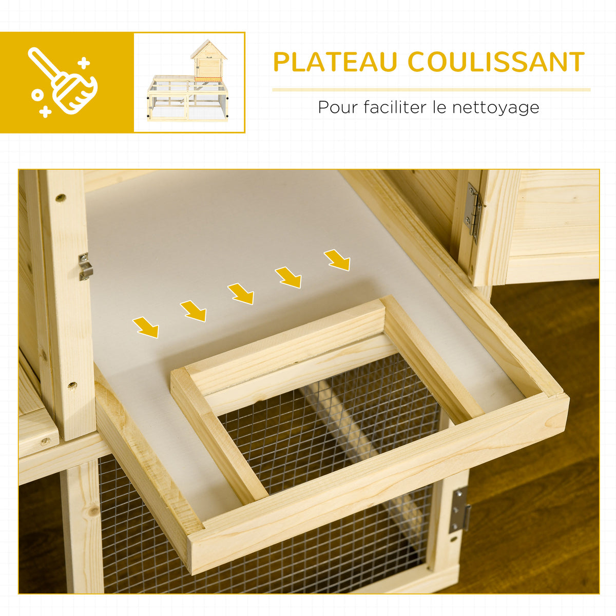 Conejera de madera con recinto para animales, villa para conejos de 2 niveles con área de juego, rampa y puertas con cerradura