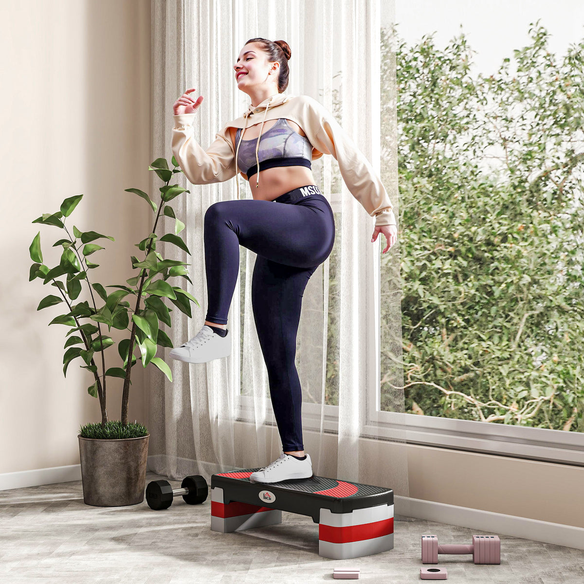 Stepper Fitness Aerobica - .fr x FFHandball - altezza regolabile superficie antiscivolo 80 x 31 x 20 cm nero grigio chiaro