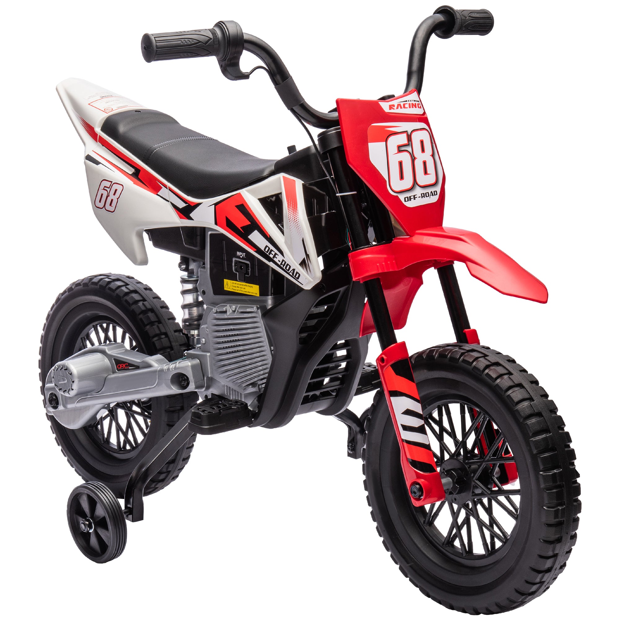 Moto électrique pour enfant moto cross pour enfants de 3 à 6 ans 2 moteurs 12V vitesse max. 5 km/h rouge