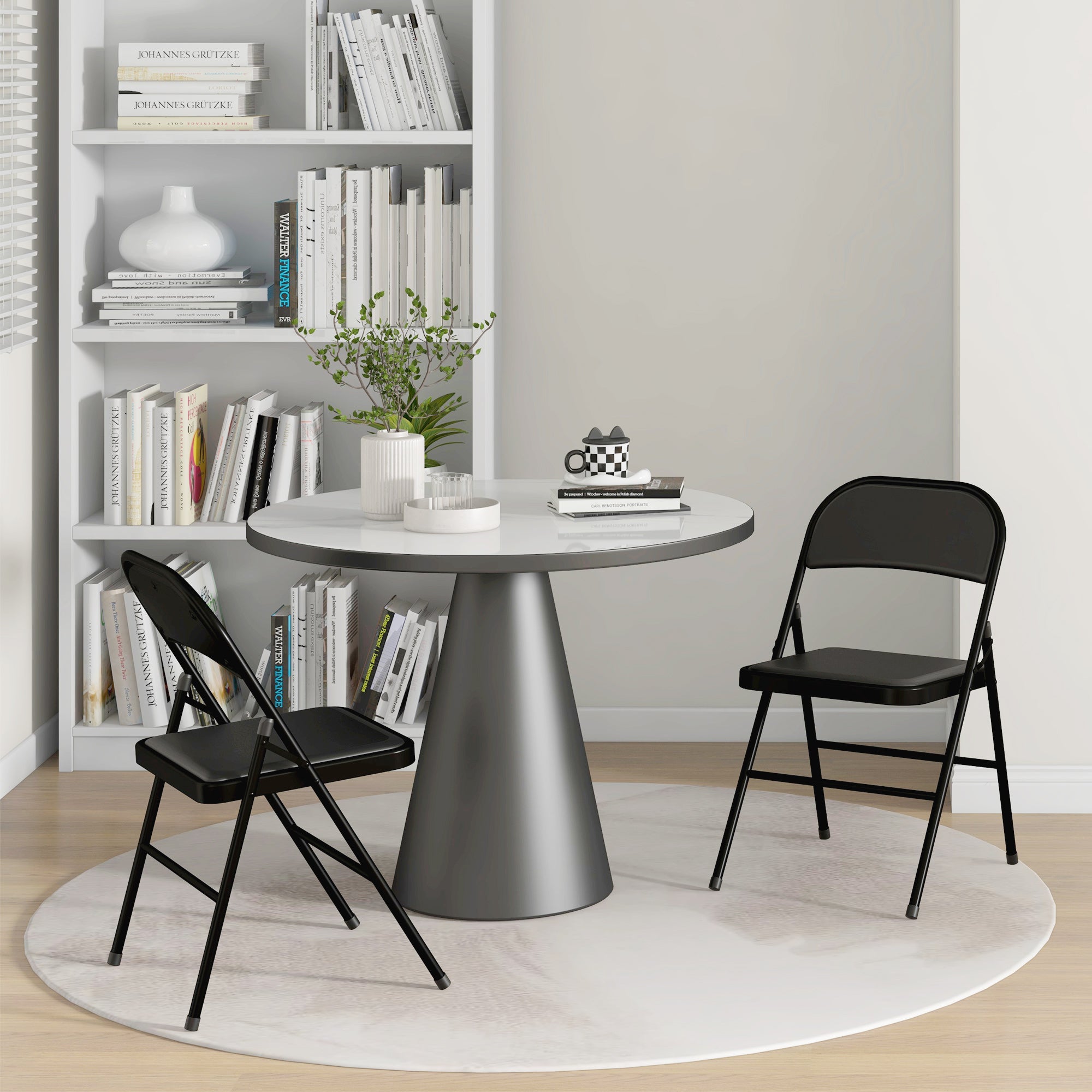 Juego de 2 sillas plegables sillas de comedor portátiles marco de acero dim. 45an x 46prof x 78al cm negro