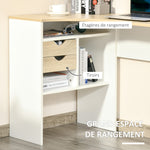 Bureau d'Angle avec 2 Tiroirs, 120 x 60 cm, Bureau en L avec 3 Compartiments Ouverts, Table Informatique pour Étudier, Travailler, Chambre, Maison, Chêne Clair