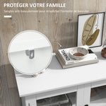 Buffet de cuisine armoire multi-rangements 2 placards, portes en verre, 4 étagères en bois blanc