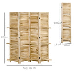 Paravent intérieur 4 panneaux 3 étagères pliables portes persiennes bois de paulownia aspect pin autoclave