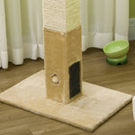 Poteau à gratter pour chat griffoir pour chat balle avec clochette 2 brosses de toilettage 59,5 x 39 x 79 cm beige crème