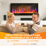 Cheminée électrique mural ou encastrable 900W/1800W, effet flamme à 12 couleurs 5 luminosités, 106,7x9,4x47cm, noir