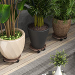 Lot de 4 supports ronds Ø30 cm pour plantes - porte plante à roulettes, intérieur et extérieur