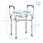 Chaise de douche avec accoudoirs siège de douche en forme U hauteur réglable anti-dérapant 53 x 36 x 64-75 cm bleu clair
