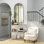 Miroir mural arc 30 x 120 cm, grand miroir décoratif avec cadre métallique, pour salon, chambre, couloir, ton doré