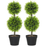 Lot de 2 plantes artificielles décoratives, boules de buis artificiel 60 cm avec pot, plastique, vert