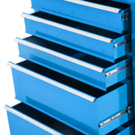 Chariot à outils sur roulettes, Servante d'atelier en acier 5 tiroirs verrouillable 2 clés, 61,5 x 33 x 82,5 cm, bleu