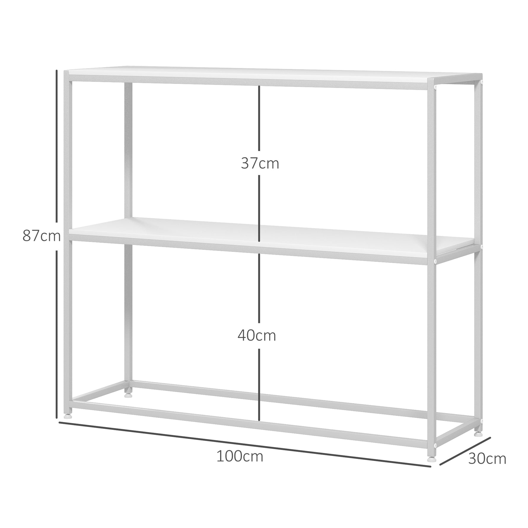 Table console en acier 2 étagères design moderne pour salon entrée couloir 100 x 30 x 87 cm blanc