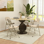 Lot de 4 chaises pliantes et portables intérieur avec assises et dossiers rembourrés en velours, cadre en acier, beige
