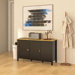 Buffet meuble de rangement avec 3 portes 2 étagères réglables plateau aspect bois clair 120 x 40 x 70 cm noir