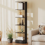 Bibliothèque Étagère de Rangement avec 5 Compartiments Ouverts 45 x 21 x 170 cm Noir et Chêne