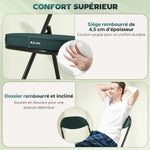 Lot de 4 chaises pliantes chaises de salle à manger portables avec assises et dossiers rembourrés en velours côtelé bleu