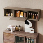 Meuble TV suspendu, Armoire murale avec 2 compartiments ouverts et porte rabattable, 120 x 30 x 29,5 cm, marron