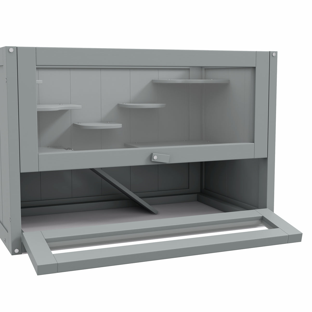 Cage pour hamsters souris petits rongeurs multi-équipements rampe plateformes toit ouvrant grillagé 60 x 35 x 42 cm gris
