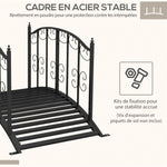 Pont de Jardin Pont en acier avec Garde-corps latéraux, Charge Maximale 120 KG, décoration Jardin, 119 x 67 x 70 cm noir
