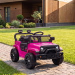 Elektro-Kinderauto 12V, Elektro-Buggy für Kinder, 2-4 km/h, 2 Motoren, Fernbedienung, Lithium-Akku, Rosa