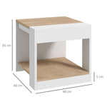 Lot de 2 tables d'appoint bout de canapé table de chevet 40 x 40 x 45 cm - blanc et naturel