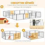 Parc pour chien, enclos chien 16 panneaux modulable et pliable, portable en acier avec portes 80 x 60 gris