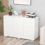 Credenza mobile contenitore 2 cassetti scorrevoli 3 ante ripiano regolabile pannelli di particelle 117 x 36 x 74 cm bianco