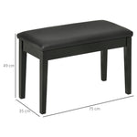 Banc pour piano avec assise rembourrée pieds en bois massif revêtement synthétique 75 x 35 x 49 noir
