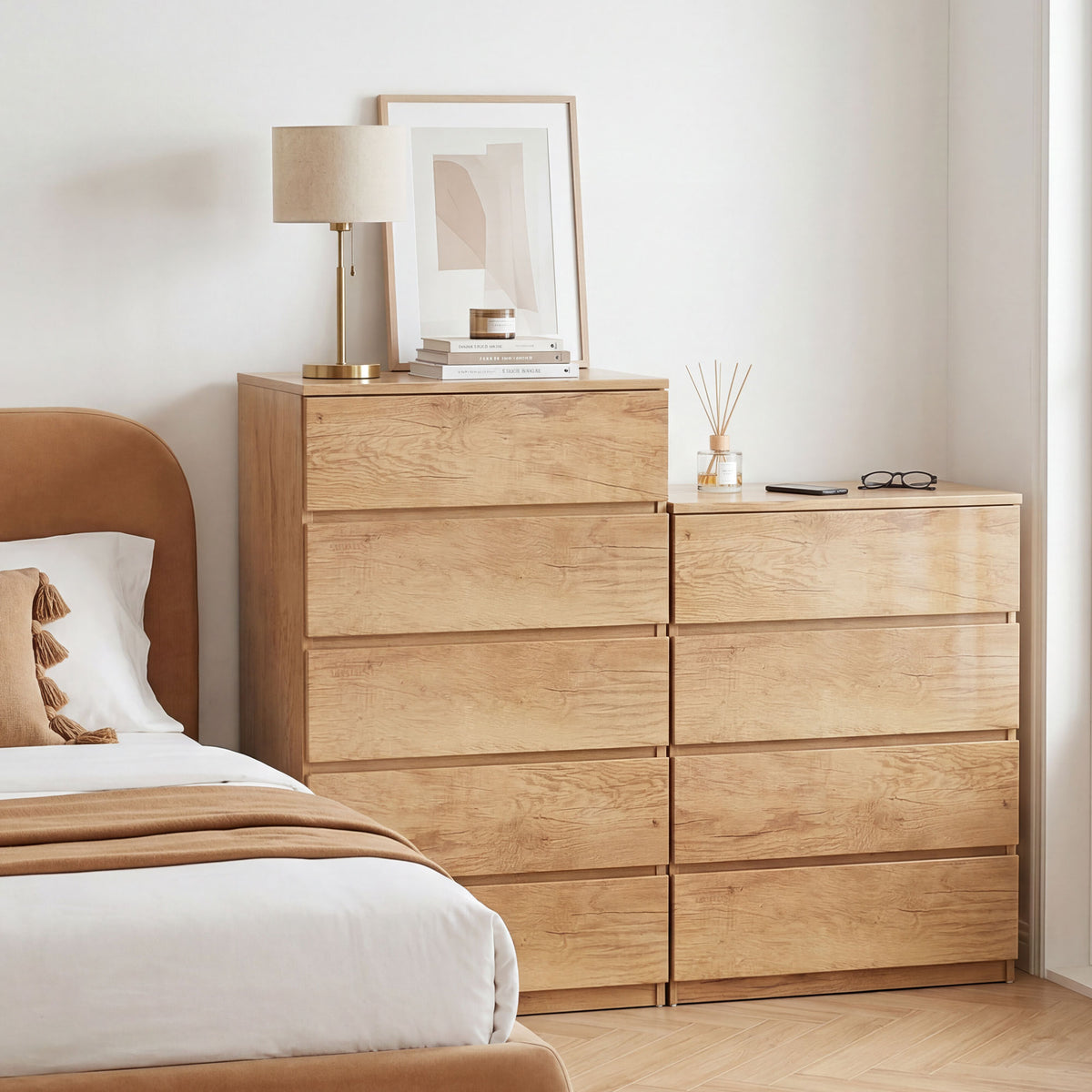 Commode 4 tiroirs meuble de rangement sans poignées design minimaliste 60 x 40 x 80 cm naturel