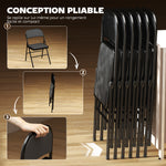 Lot de 6 chaises pliantes chaises de salle à manger portables cadre en acier 45 x 46 x 78 cm noir