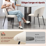 Lot de 2 chaises de salle à manger en velours côtelé, chaises de cuisine avec pieds en acier, 56x58x78cm, crème