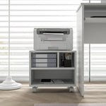 Support d'imprimante meuble de rangement bureau caisson 4 compartiments ouverts 40L x 30l x 36H cm blanc