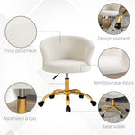 Chaise de bureau fauteuil de bureau ergonomique réglable en hauteur siège confortable pivotante piètement acier blanc